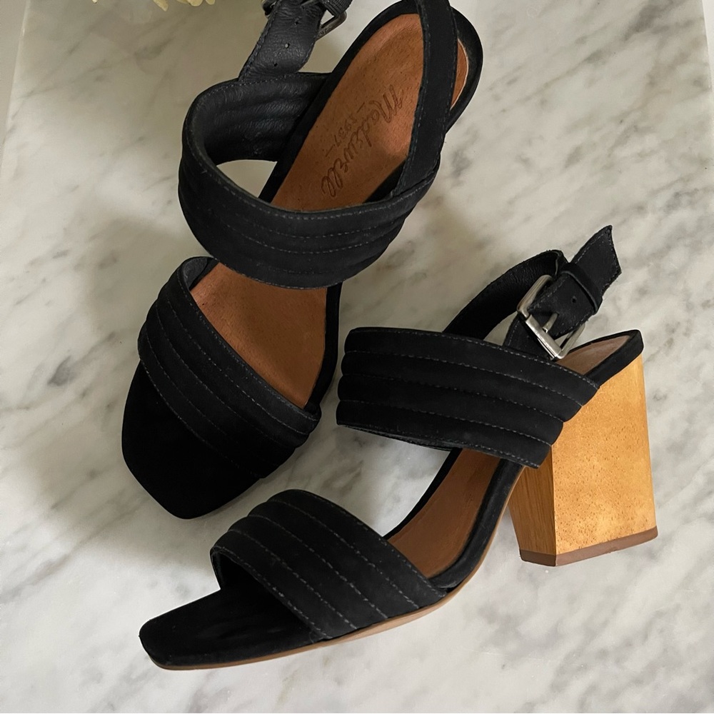 Madewell Black and Tan Block Heel Sandals